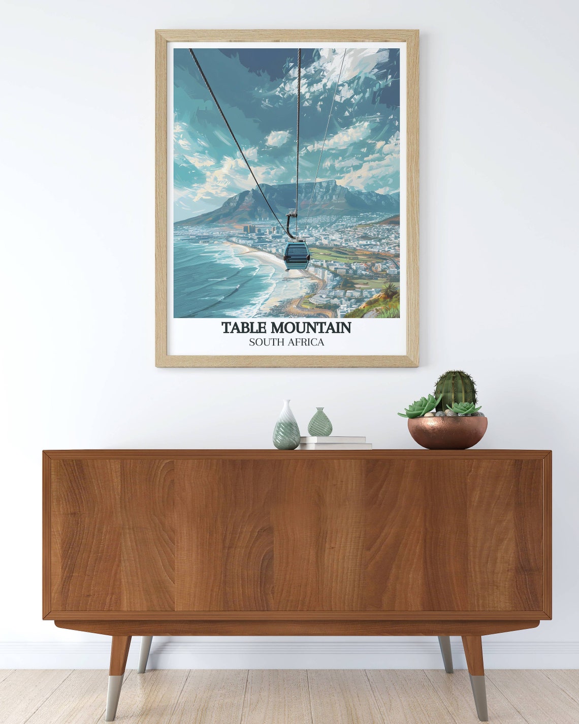 Table Mountain Aerial Cable Car Above Cape Town Bay and City Poster - Image 3