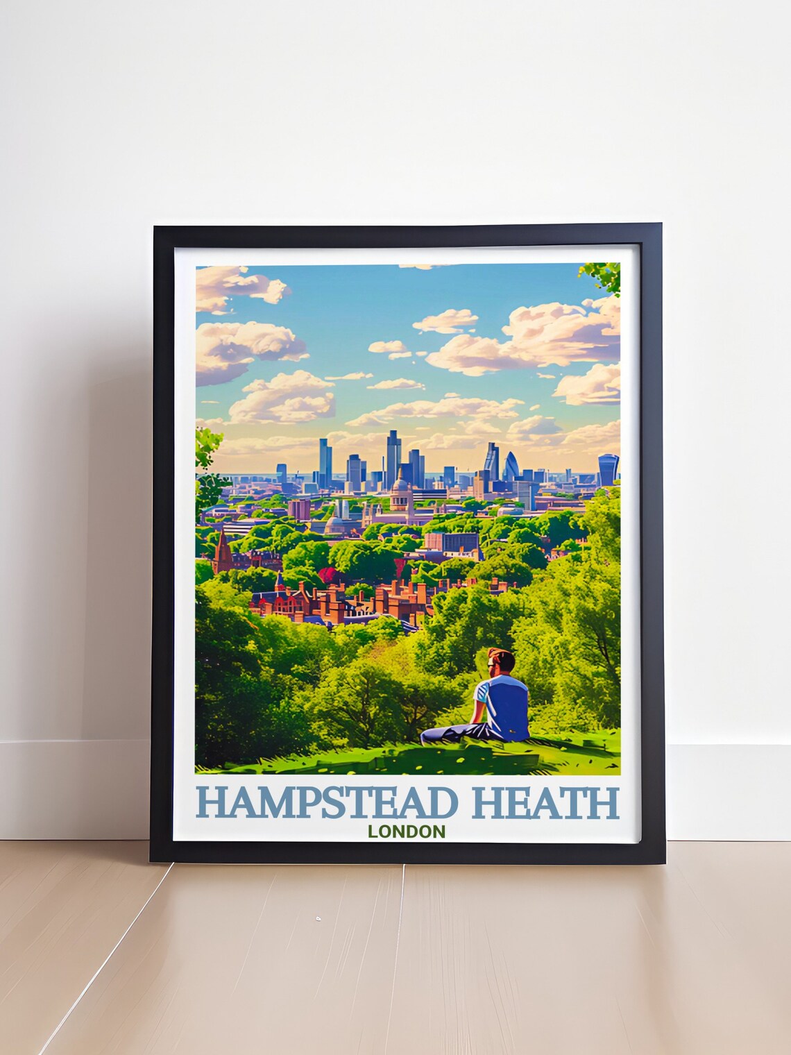 London Hampstead Heath Parliament Hill Skyline Panorama Poster - Image 4