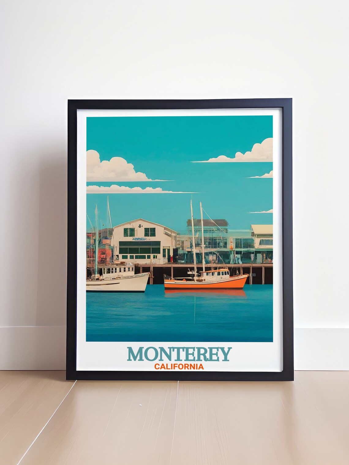Monterey California Fisherman's Wharf Harbor Boats Travel Poster - Image 4