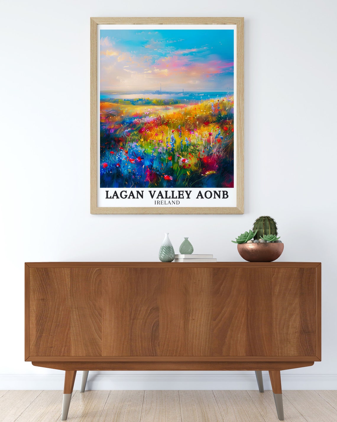 Lagan Valley Wildflower Meadow Sunset Colors Ireland Travel Poster - Image 3
