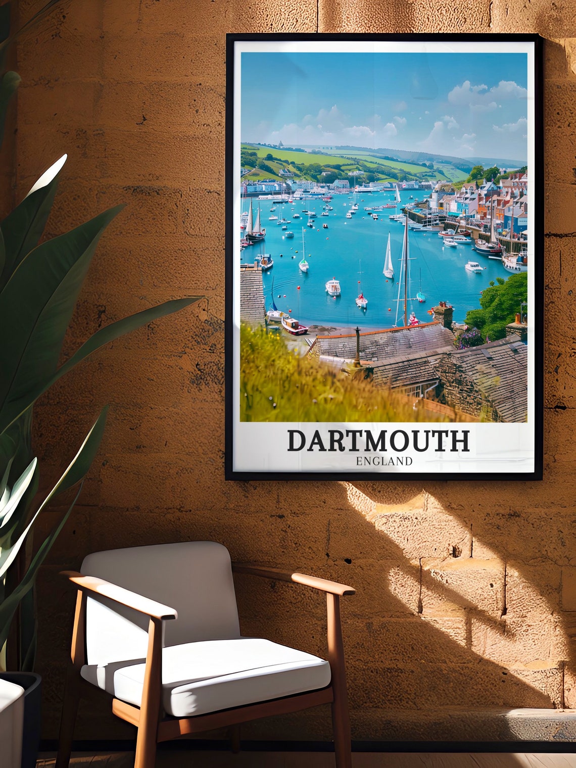 Dartmouth England River Dart Harbor Sailboats Scenic View Poster - Image 2