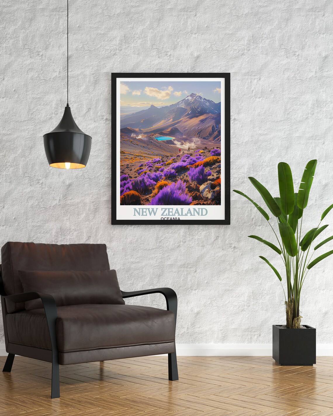 New Zealand Tongariro Volcanic Trail Hikers Emerald Lake Poster - Image 3