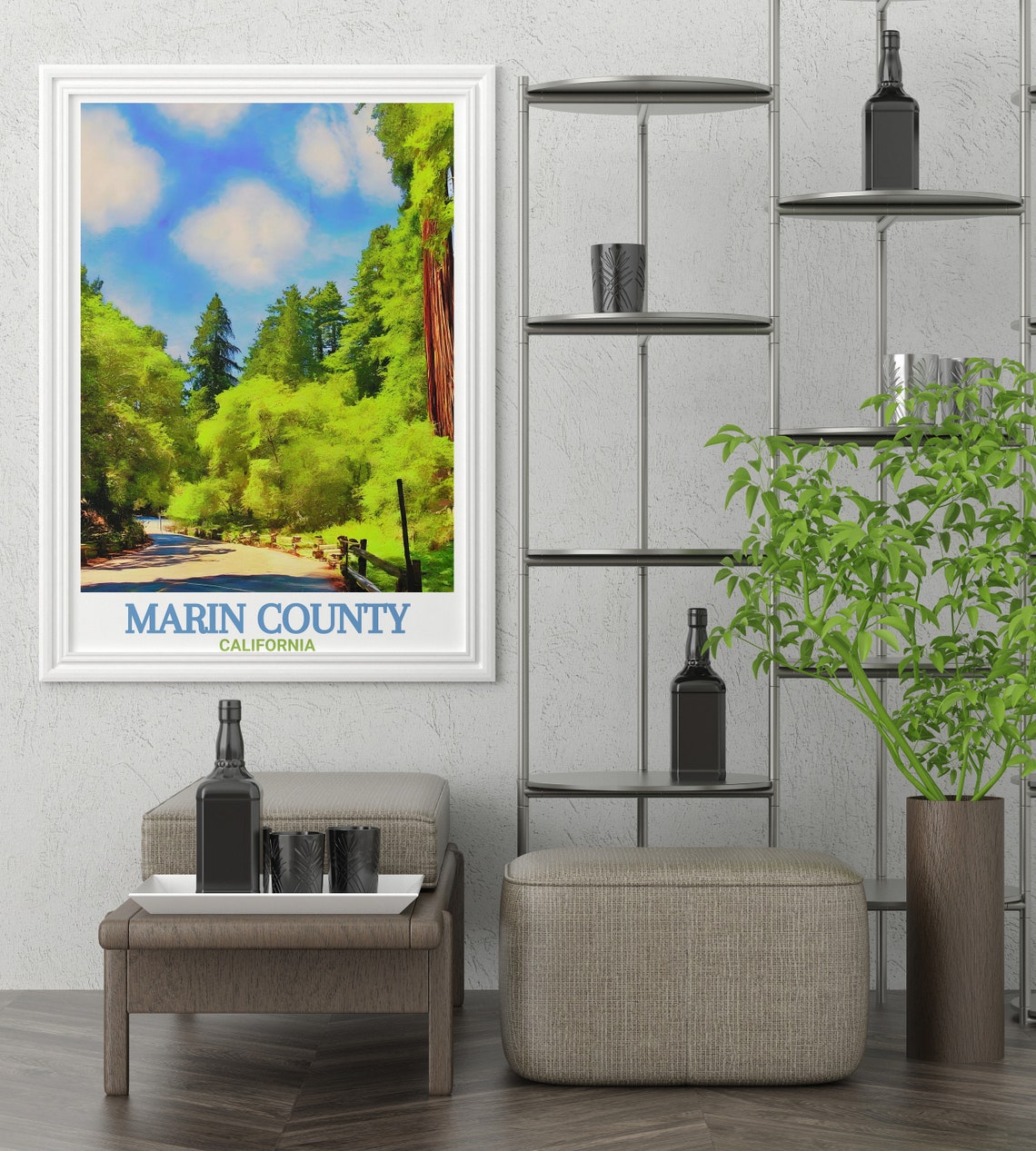 Muir Woods Redwood Forest Path in Marin County Travel Poster - Image 2