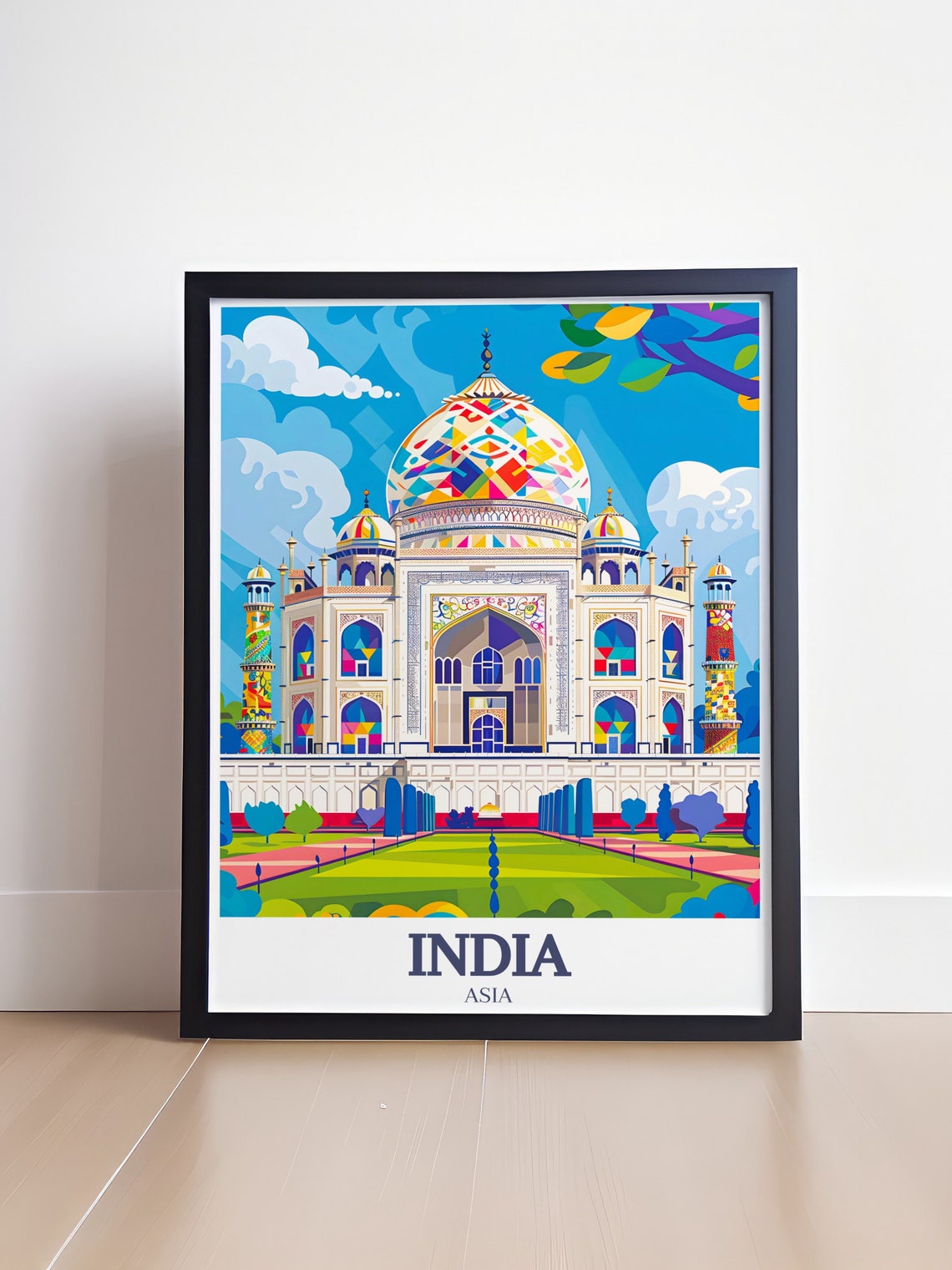 India Asia Taj Mahal Agra Colorful Pop Art Landmark Scene Poster - Image 4