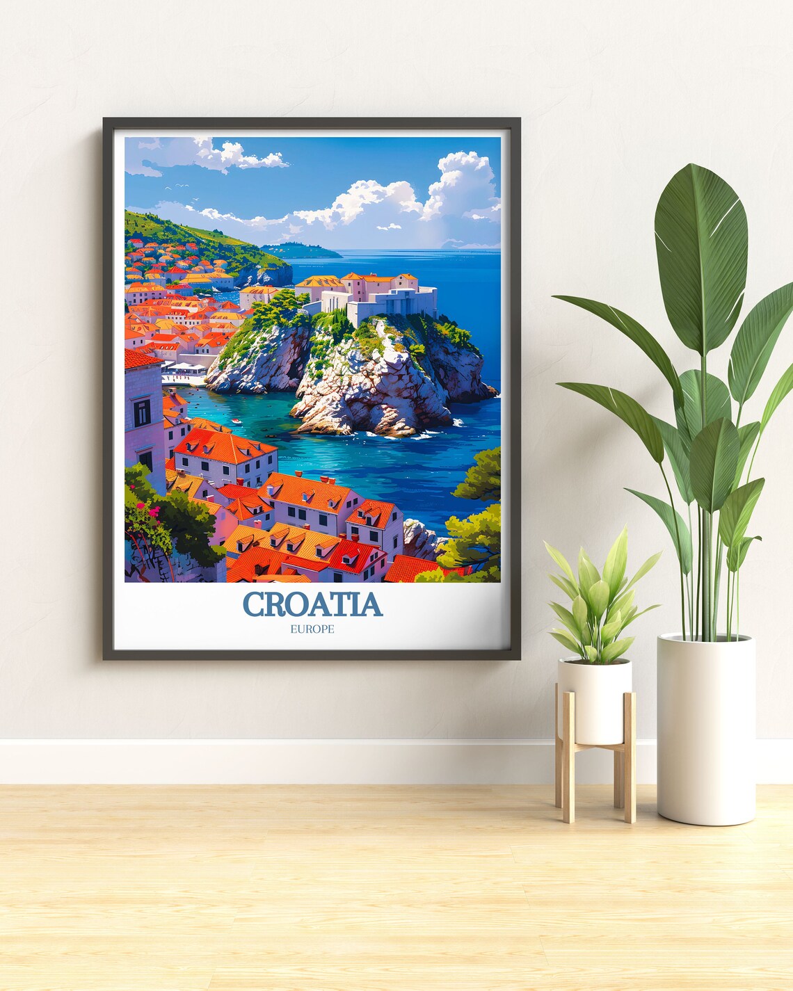 Dubrovnik Croatia Walled Old Town Adriatic Coastline Travel Poster - Image 2