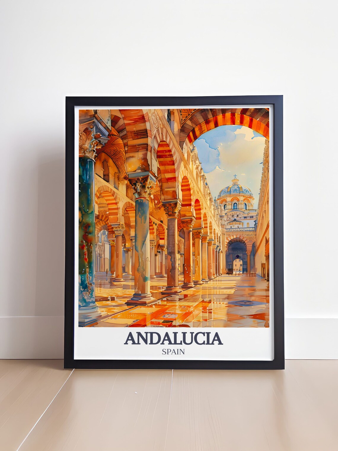 Andalucia Spain Cordoba Mezquita Arches Watercolor Travel Poster - Image 4