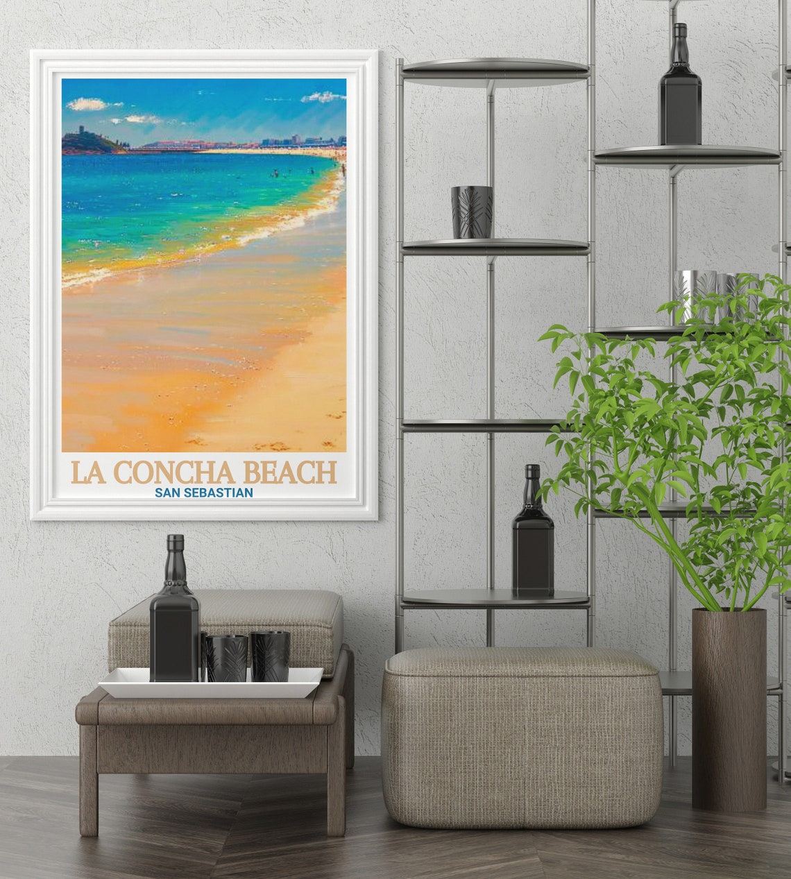 La Concha Beach San Sebastian Golden Sands Shore Travel Poster - Image 2