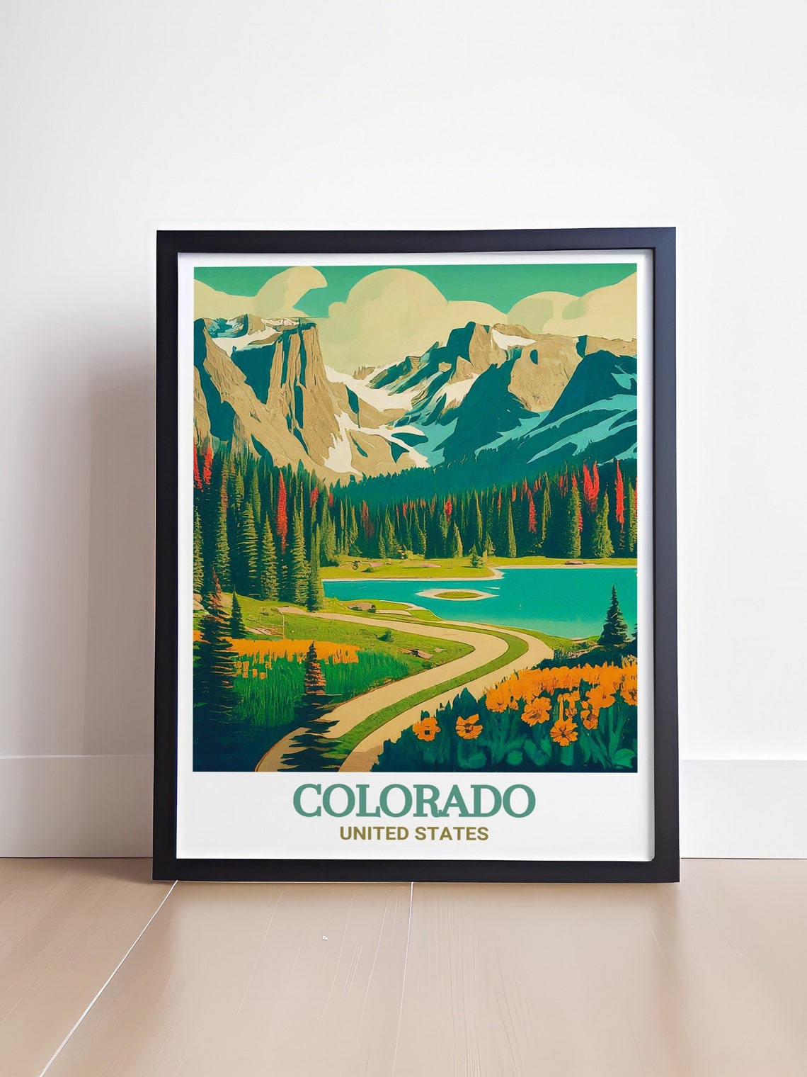 Colorado Mountain Lake Winding Road Pine Forest Travel Poster - Image 4