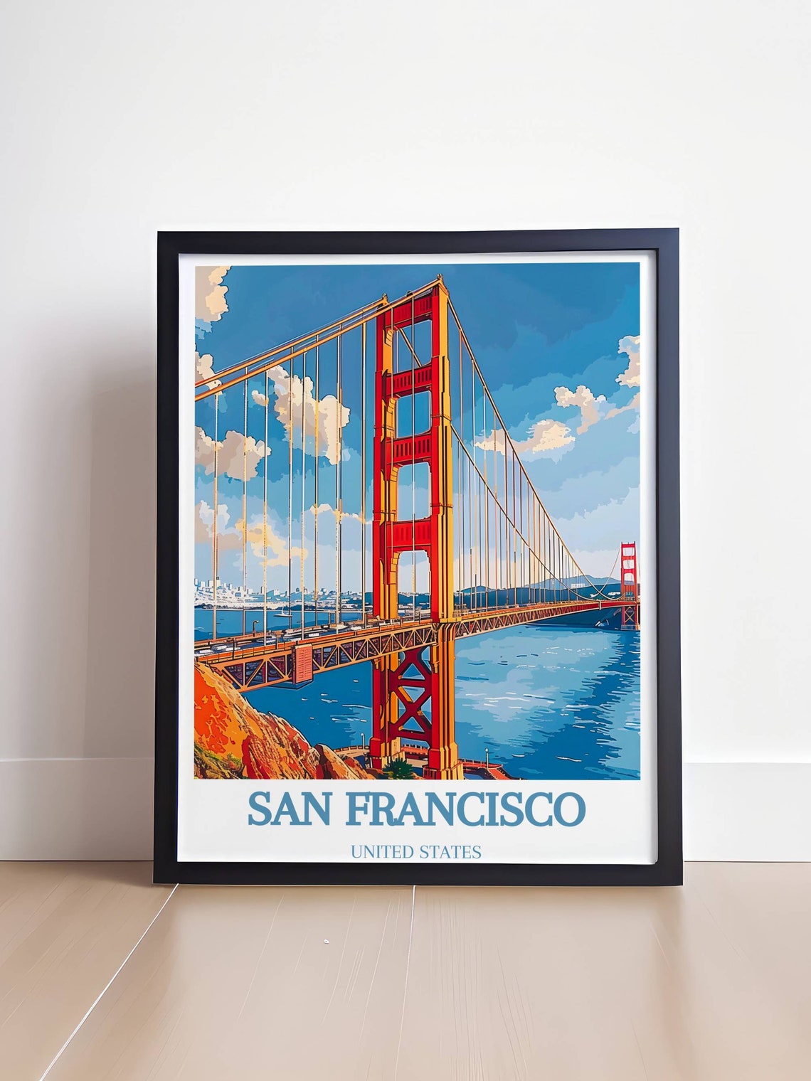 San Francisco Golden Gate Bridge Bay Waterfront Close Up Travel Poster - Image 4