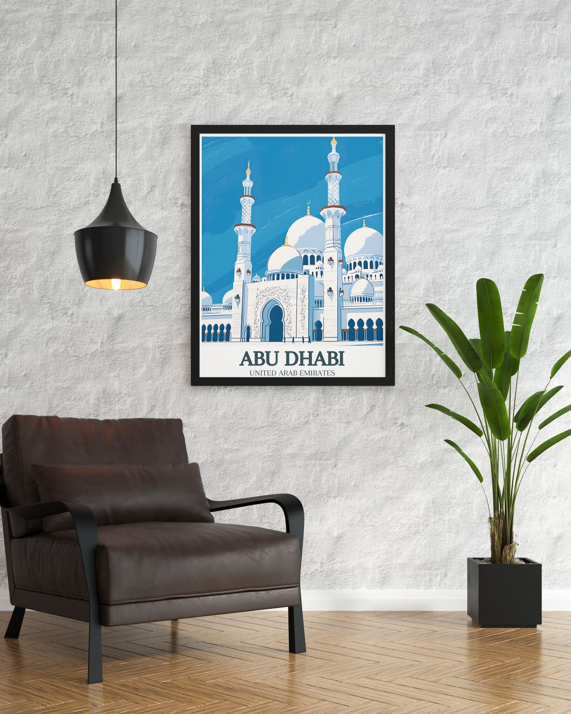 Sheikh Zayed Grand Mosque Abu Dhabi UAE Blue Sky Travel Poster - Image 3
