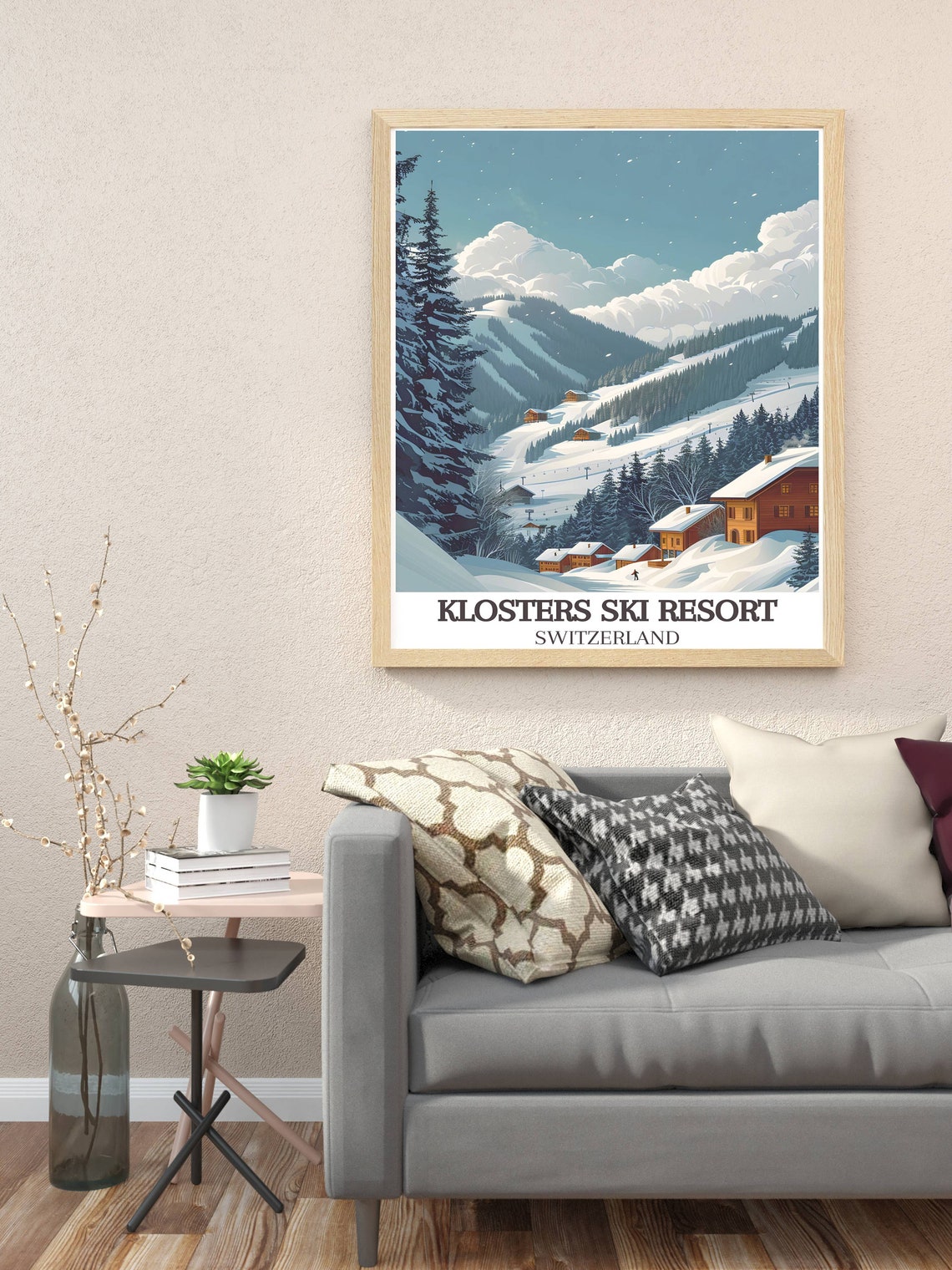 Klosters Ski Resort Snowy Alpine Slopes and Chalets Switzerland Poster - Image 3