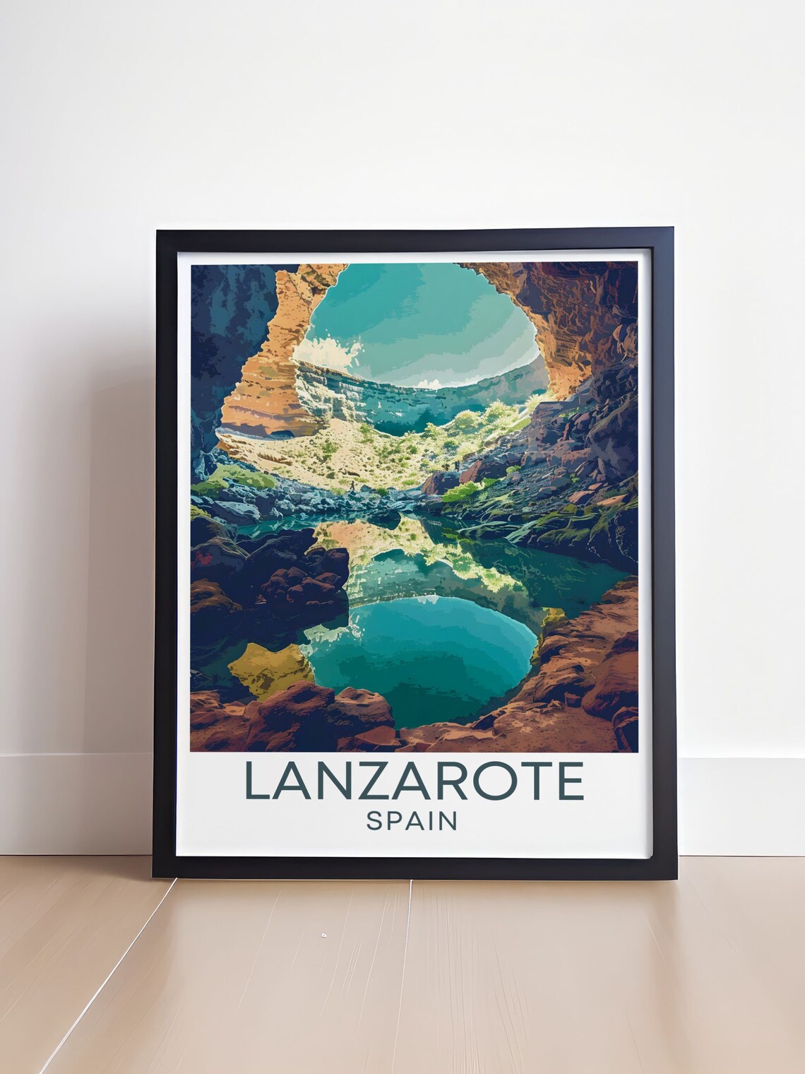 Jameos del Agua Cave Lagoon Lanzarote Spain Retro Travel Poster - Image 4