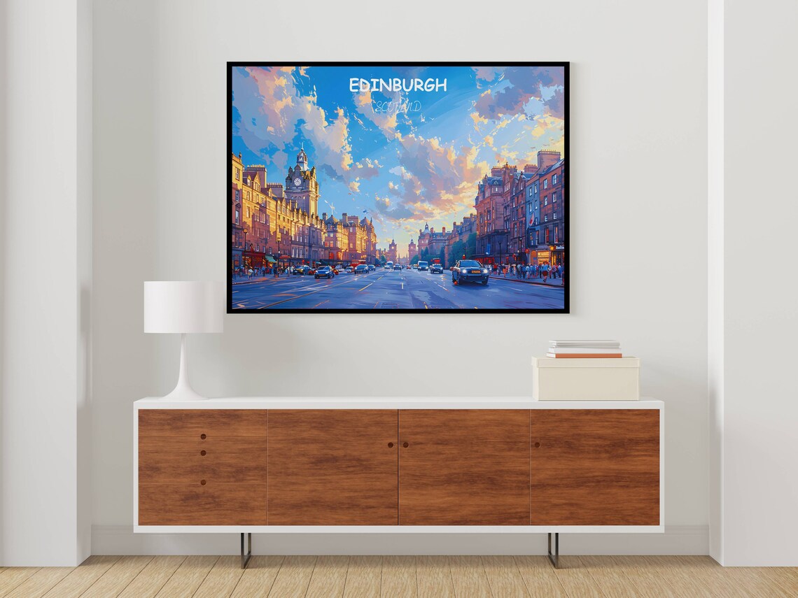 Edinburgh Scotland Royal Mile Street Sunset Cityscape Travel Poster - Image 2