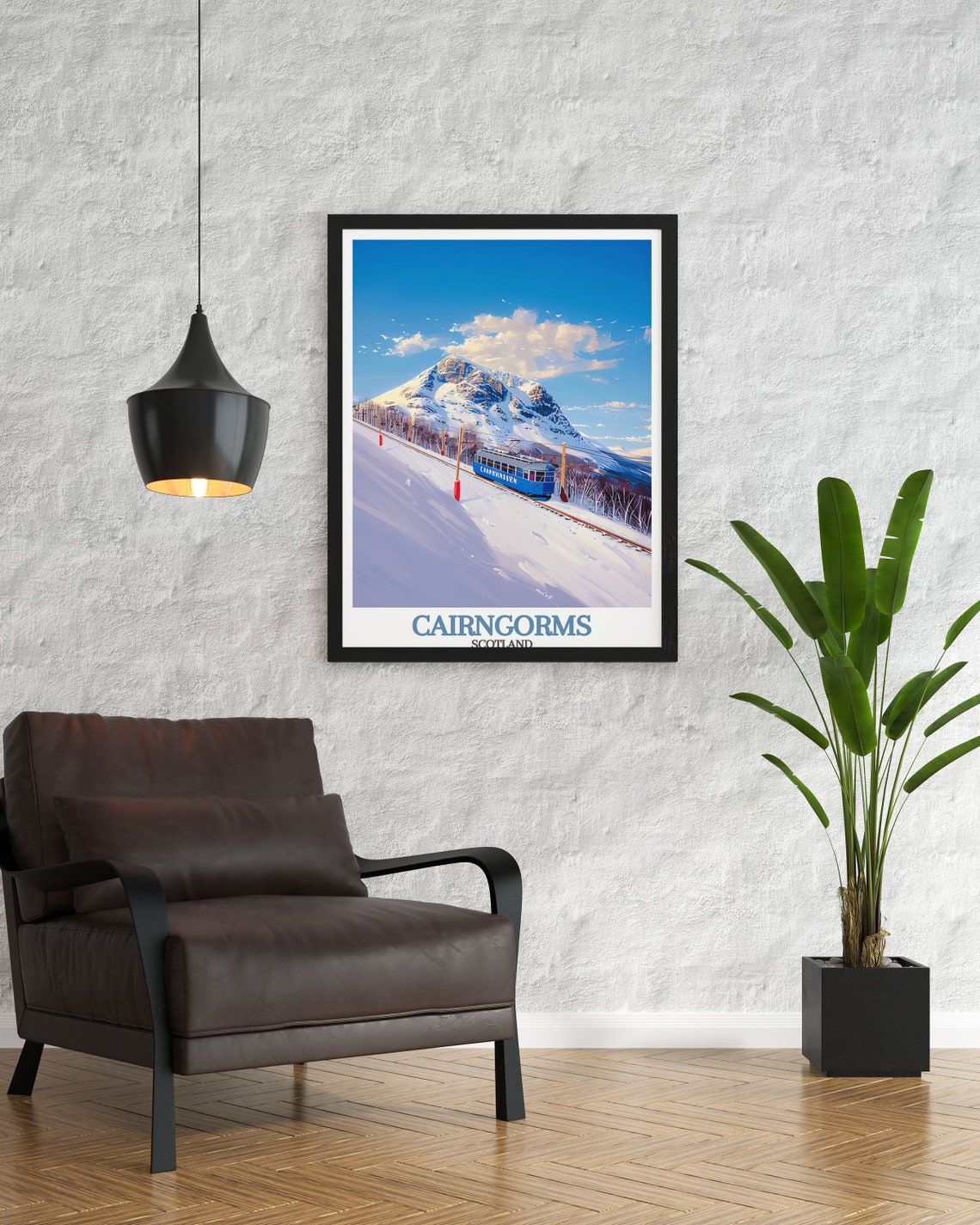 Cairngorms Scotland Snowy Mountain Railway Winter Scene Poster - Image 3