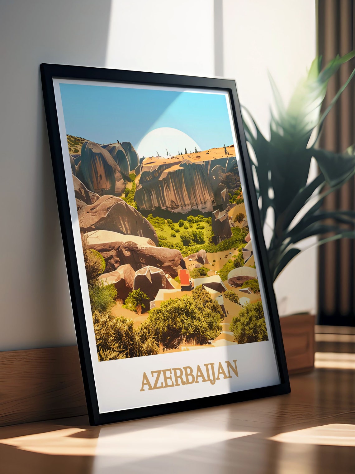 Azerbaijan Gobustan Ancient Rock Formations Under Bright Sun Poster - Image 2