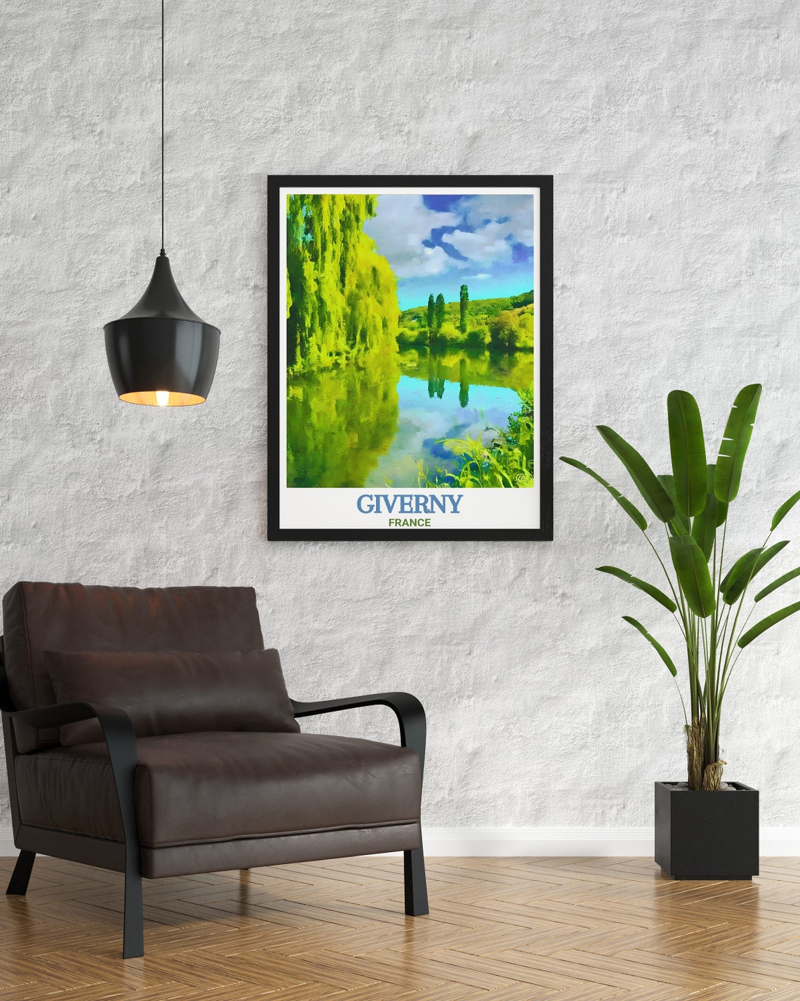 Giverny France Seine River Weeping Willow Reflections Art Poster - Image 2