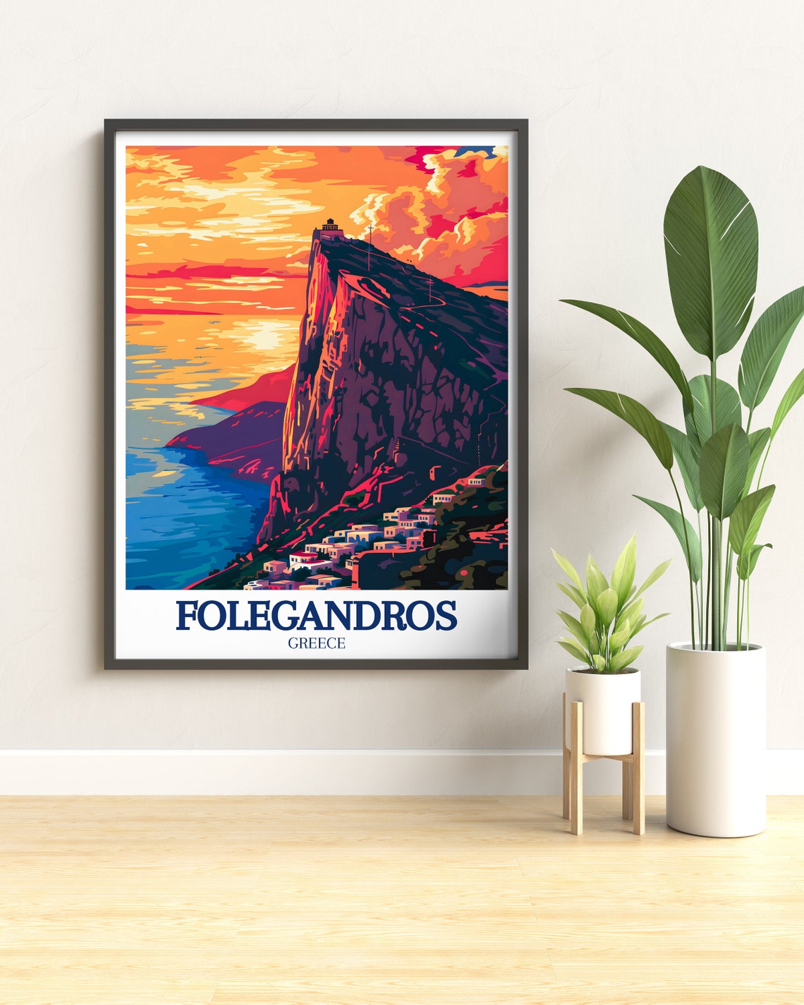 Folegandros Dramatic Sunset Cliff Village Aegean Greece Poster - Image 2