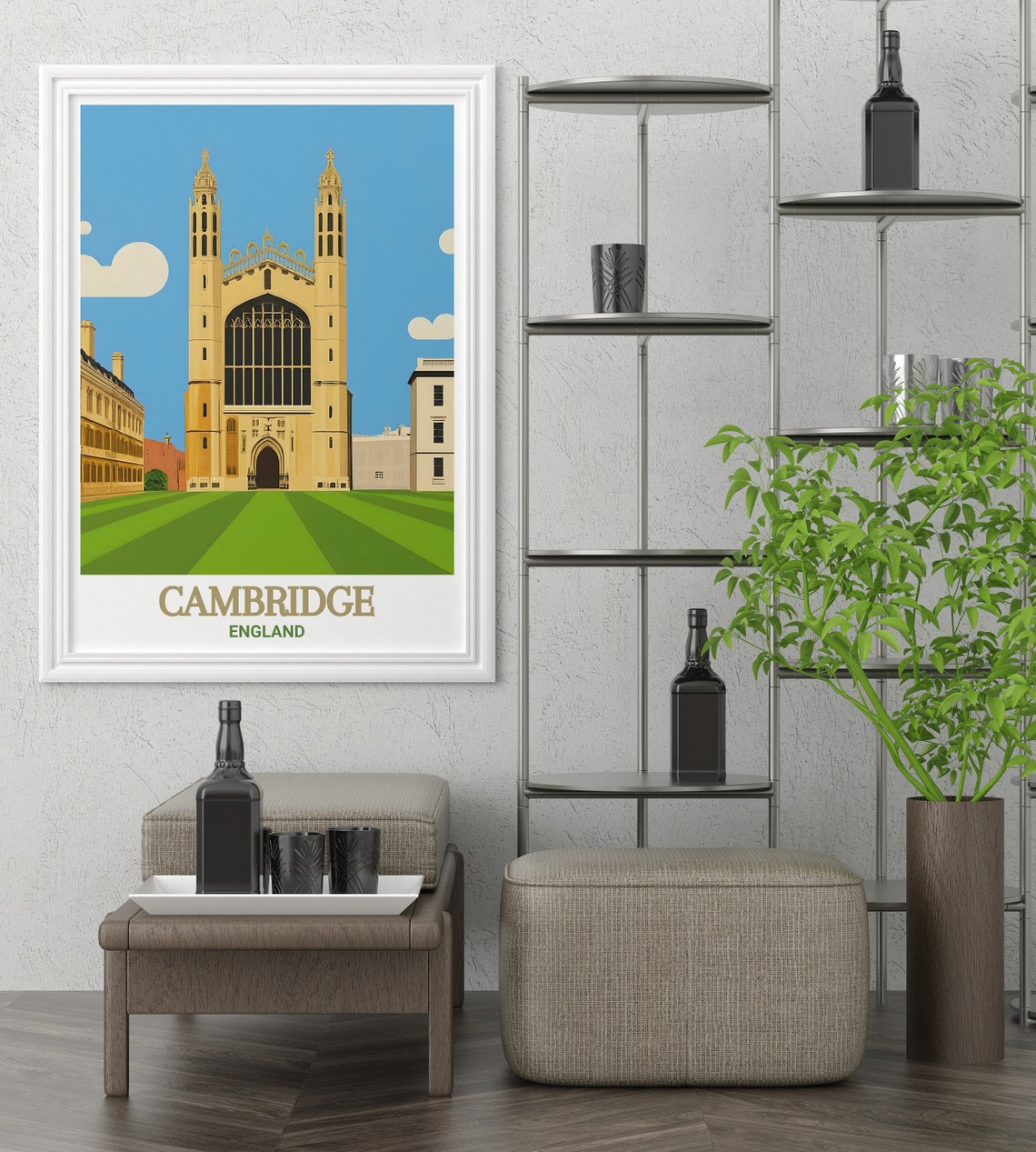 Kings College Chapel Cambridge Gothic Front Lawn England Poster - Image 3
