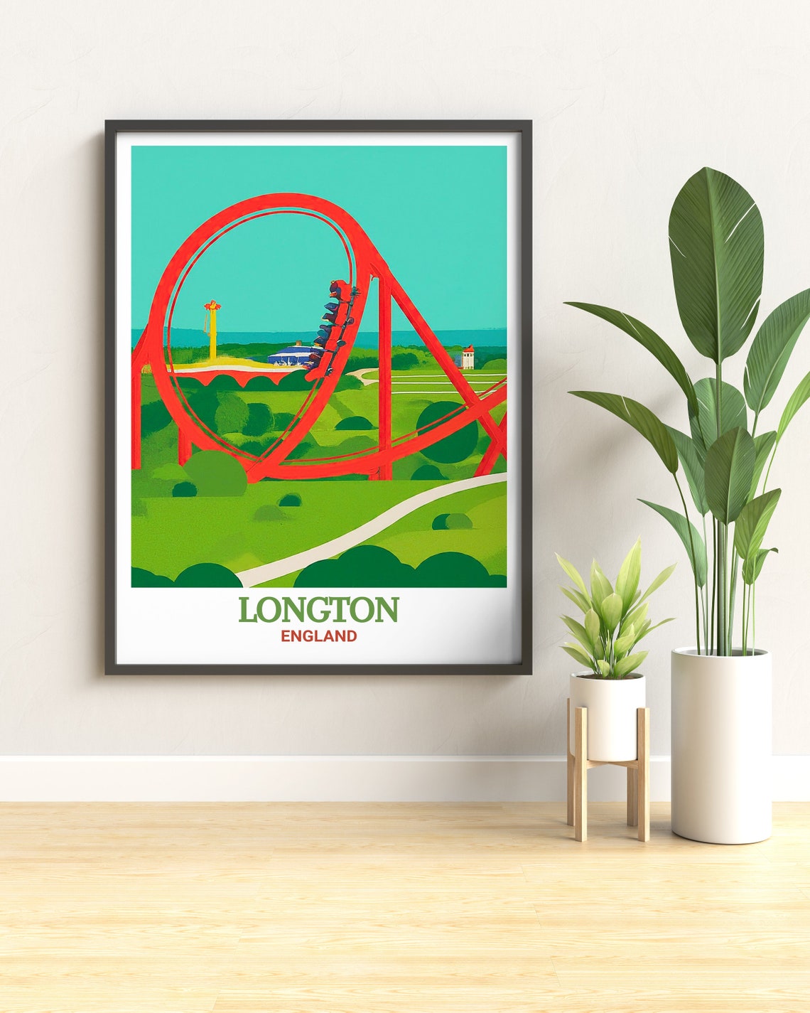 Longton Alton Towers Red Loop Roller Coaster England Travel Poster - Image 3