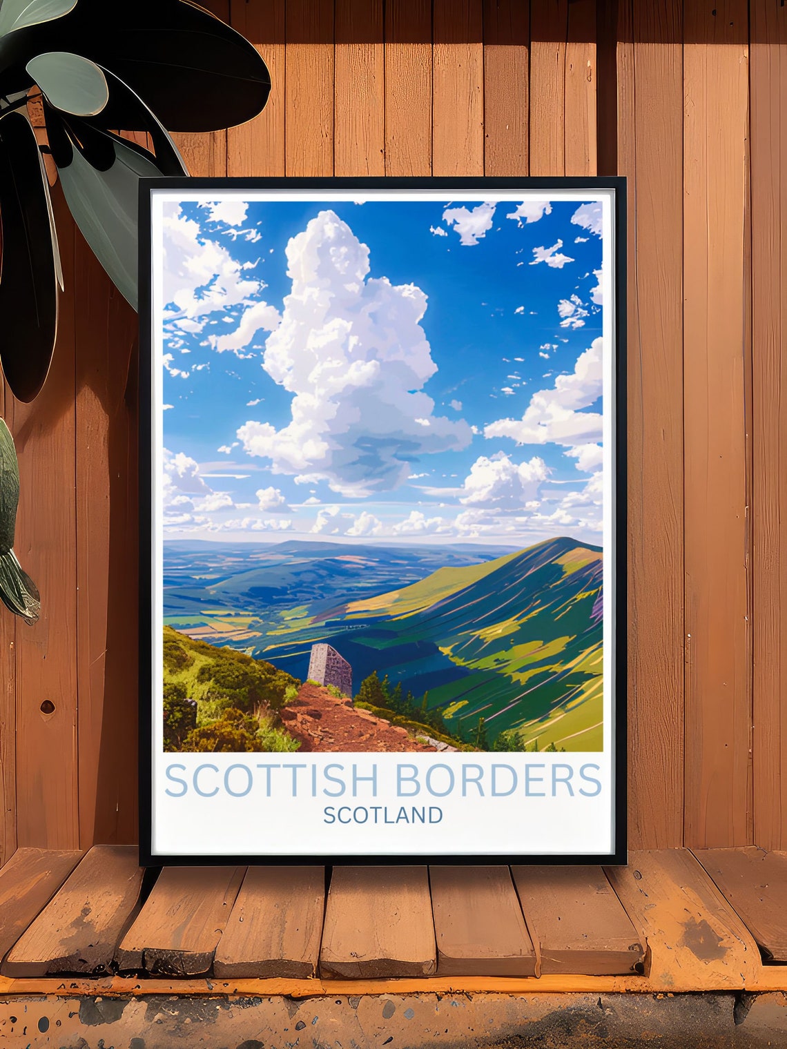Scottish Borders Scotland Eildon Hills Summit Panorama Vista Poster - Image 3