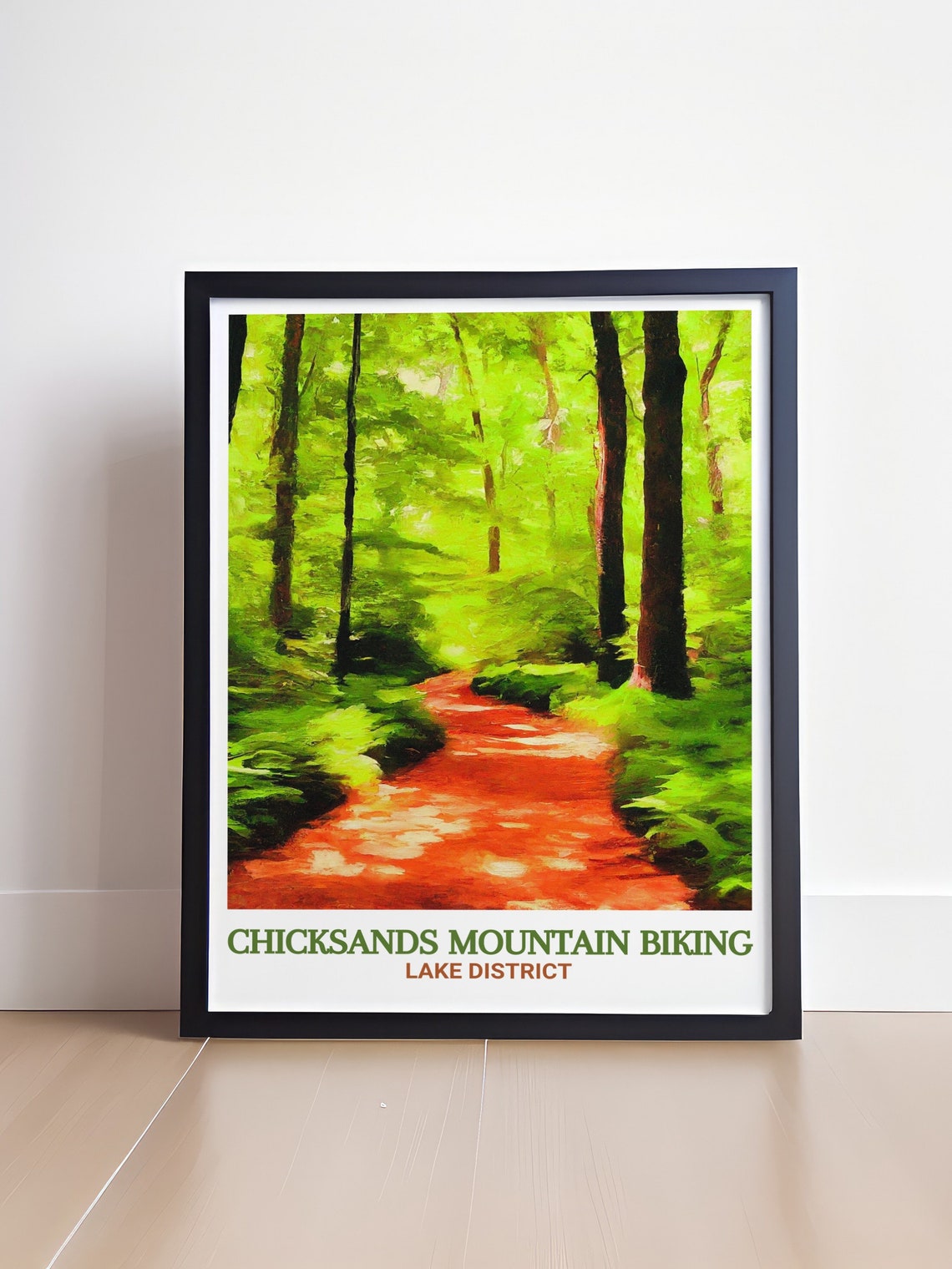 Chicksands Mountain Biking Forest Path Lake District Travel Poster - Image 4
