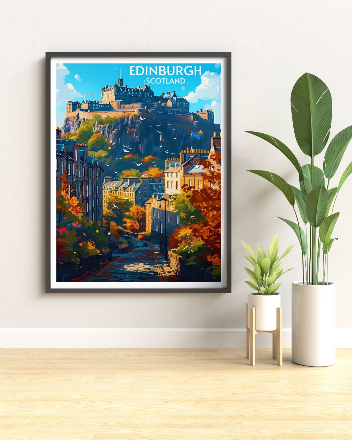 Edinburgh Castle Autumn Street View Scotland Historic City Poster - Image 2