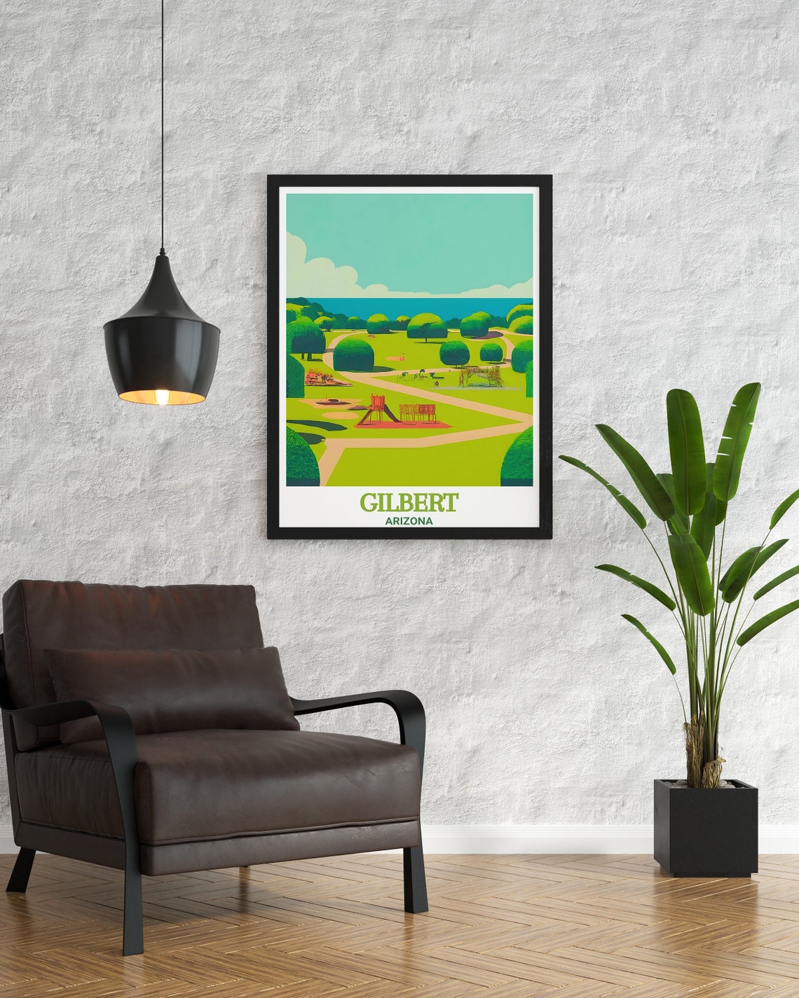 Gilbert Arizona Freestone Park Playground Green Meadow Travel Poster - Image 3