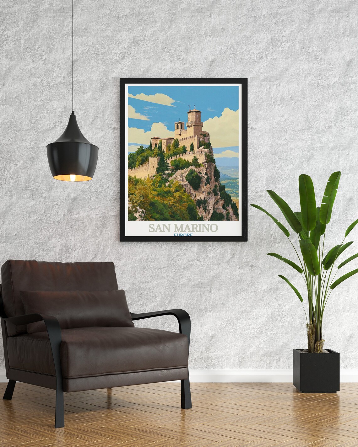 San Marino Europe Guaita Tower Cliffside Fortress Travel Poster - Image 3