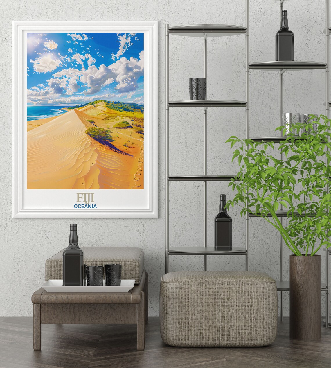 Fiji Sigatoka Sand Dunes Golden Beach Aerial Landscape Art Poster - Image 3
