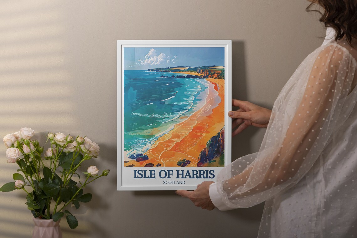 Isle Of Harris Scotland Golden Beach Coastline Scenic Travel Poster - Image 2