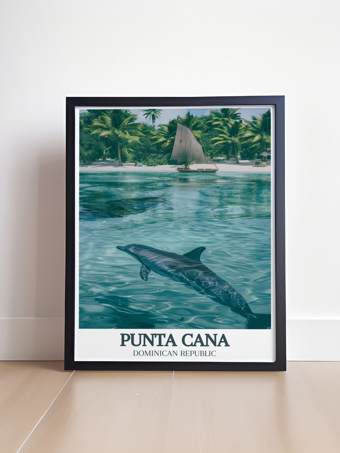 Punta Cana Dolphin Sailboat Caribbean Sea Marine Wildlife Poster - Image 4