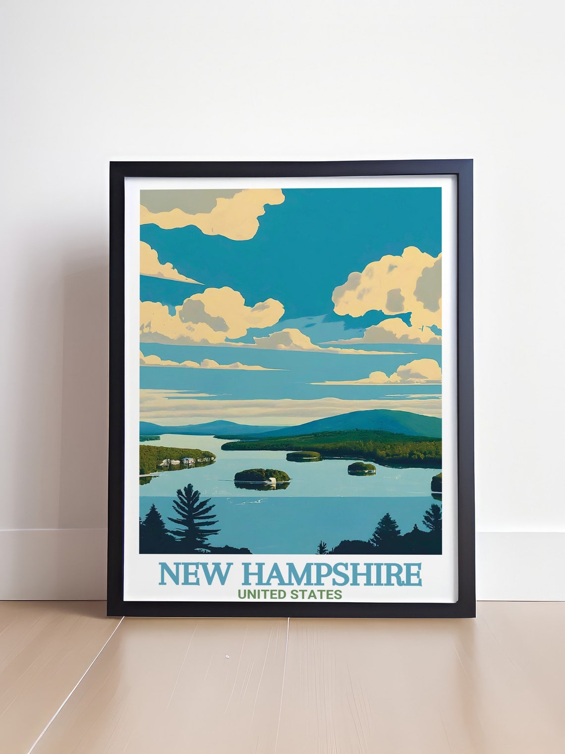 New Hampshire Print Lake Winnipesaukee Art Print For New Hampshire Travel Lovers Lake Winnipesaukee Poster Lake Winnipesaukee Decor - Image 4