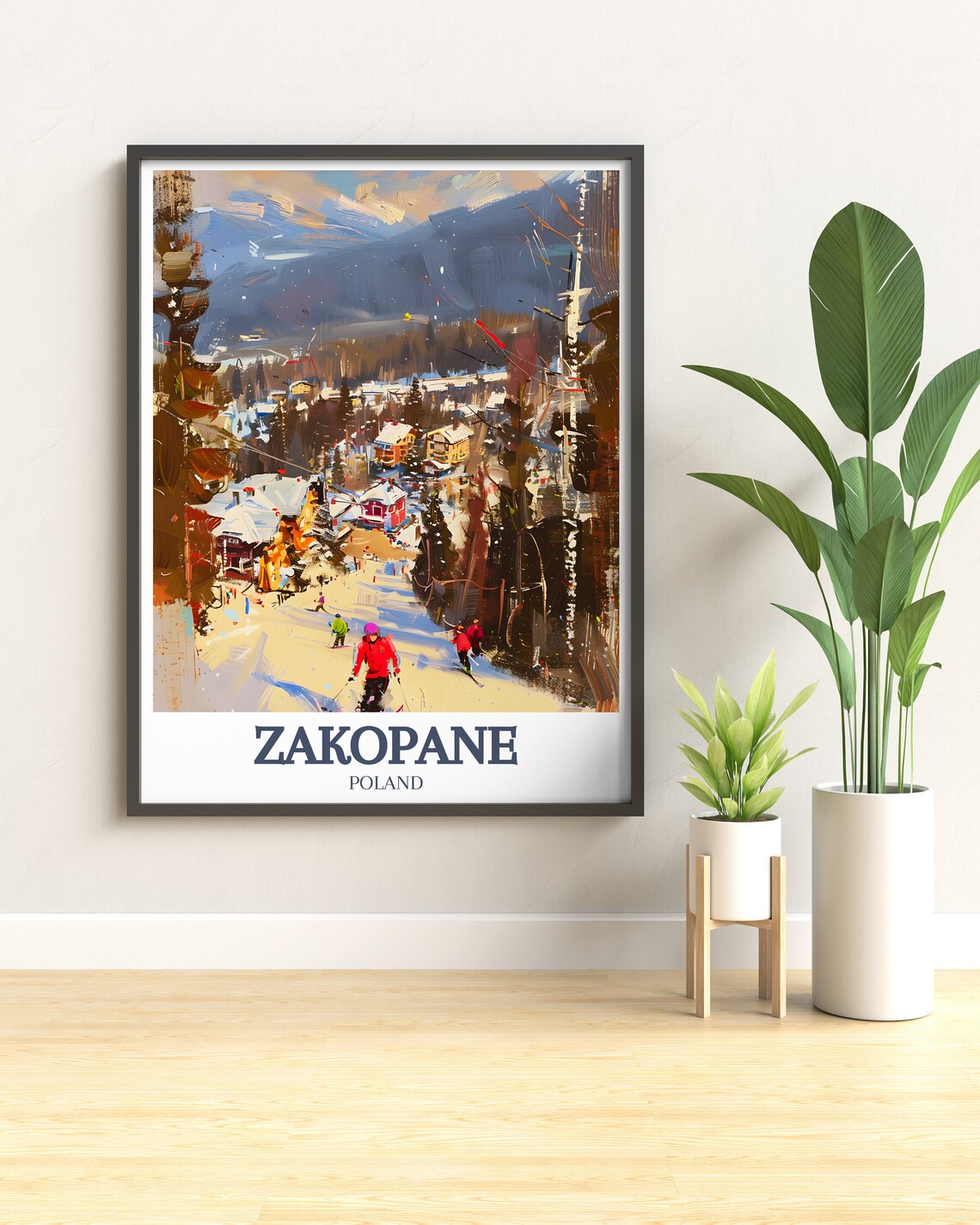Zakopane Poland Winter Ski Slope Village Street Scene Travel Poster - Image 2