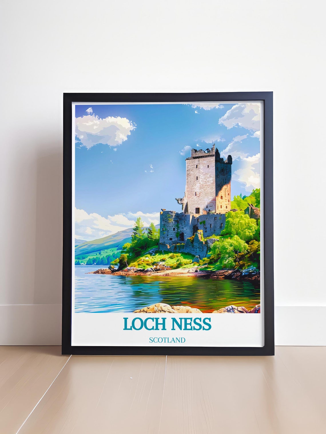 Loch Ness Scotland Ancient Castle Ruins Calm Lakeside Travel Poster - Image 4