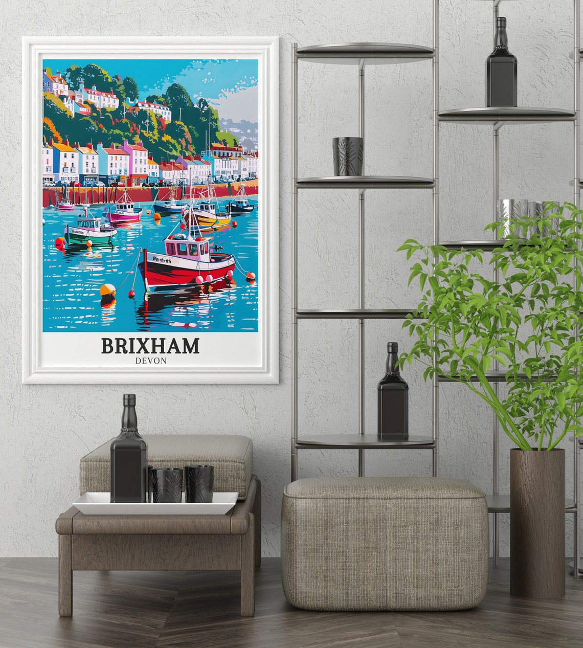 Brixham Devon Fishing Boats Waterfront Town England Travel Poster - Image 3