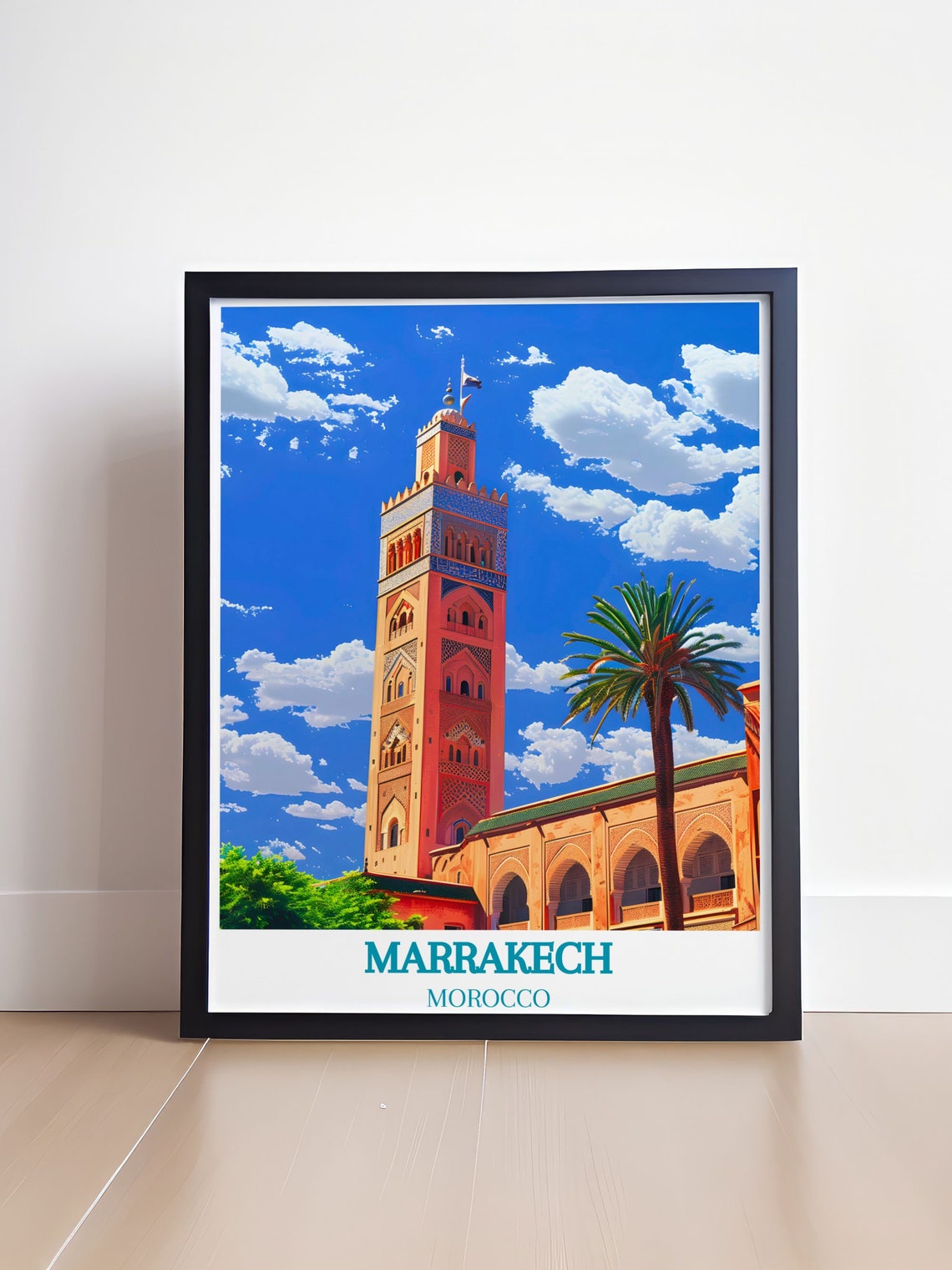 Marrakech Koutoubia Mosque Minaret Palm Tree Morocco Travel Poster - Image 4