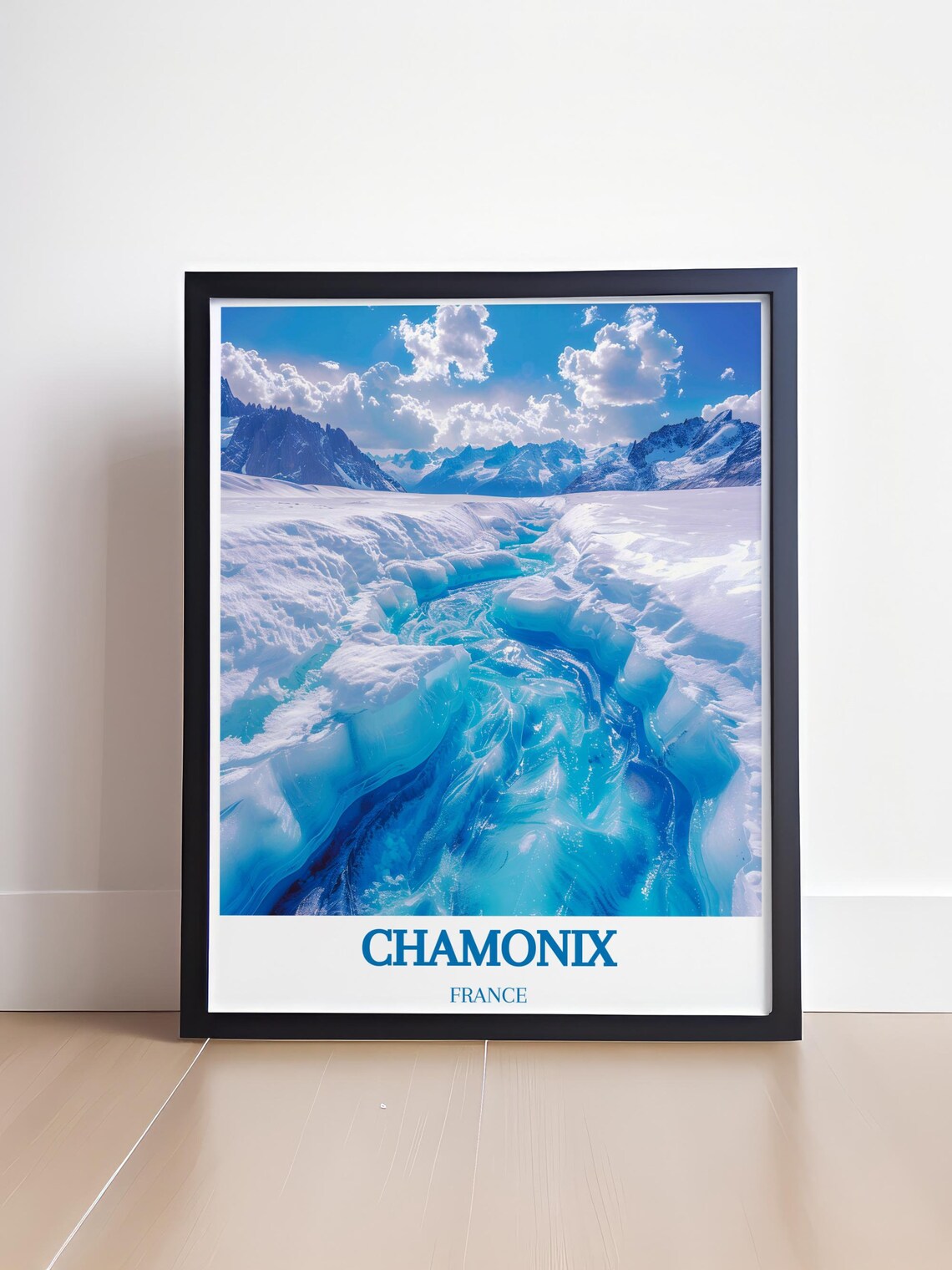 Chamonix France Mer De Glace Blue Ice Glacier Crevasse Travel Poster - Image 4