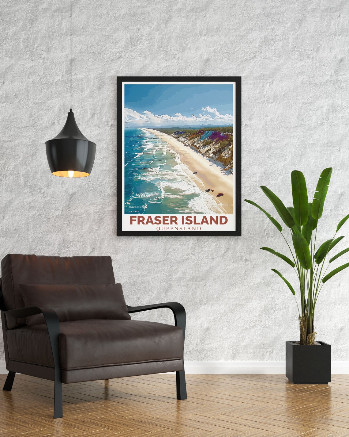 Fraser Island 75 Mile Beach Aerial View Queensland Coast Poster - Image 3