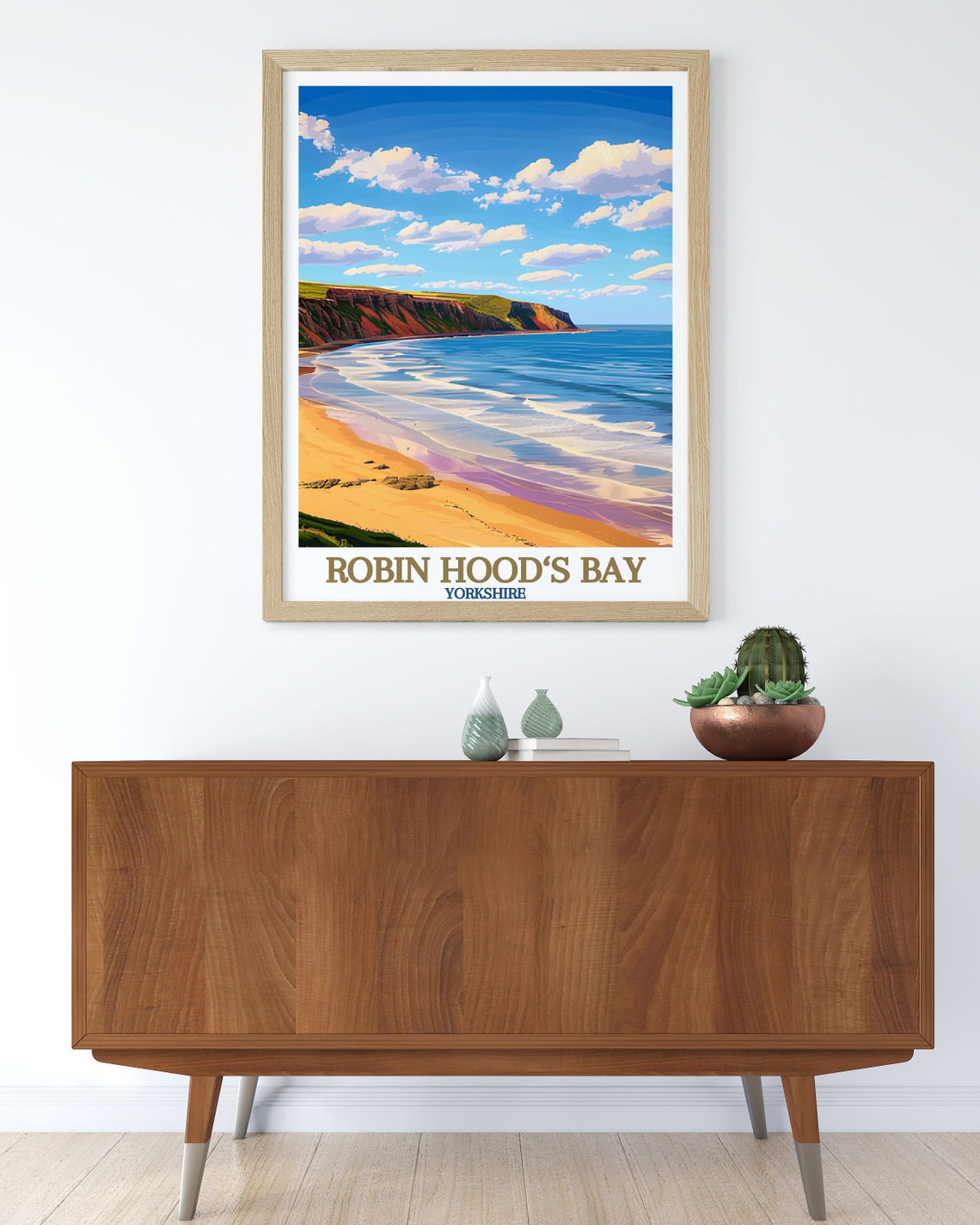 Robin Hoods Bay Sandy Beach And Cliffs Yorkshire Coast Poster - Image 3