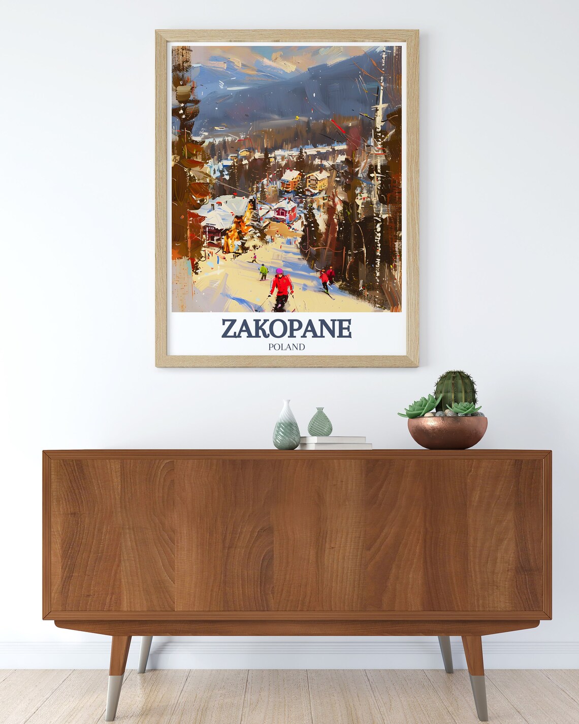 Zakopane Poland Winter Ski Slope Village Street Scene Travel Poster - Image 3