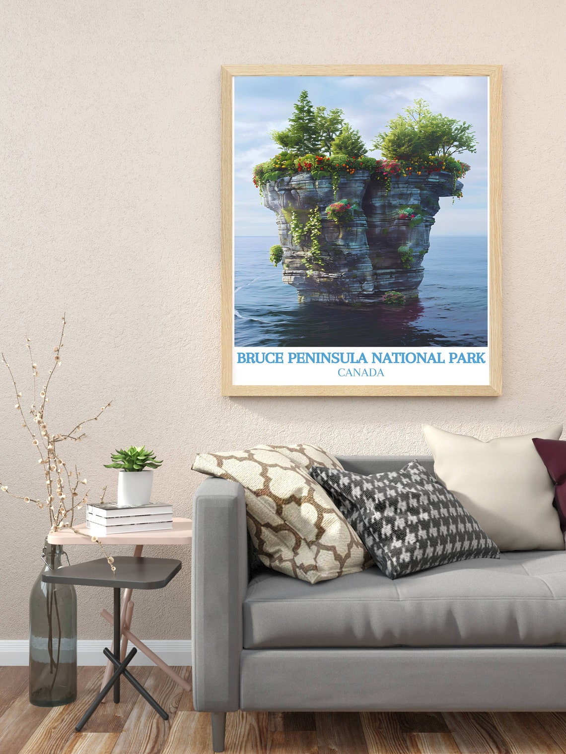Bruce Peninsula Flowerpot Rock Formation Canada Travel Poster - Image 3