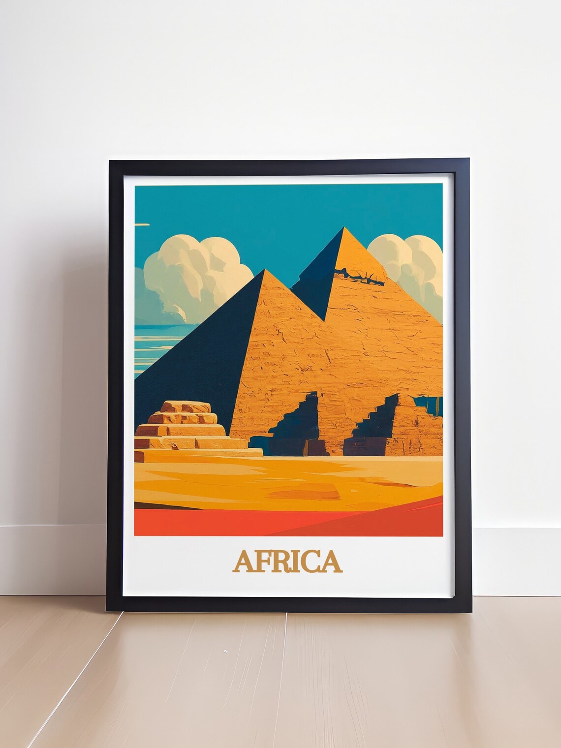 Pyramids of Giza Golden Desert Egypt Africa Travel Vintage Poster - Image 4