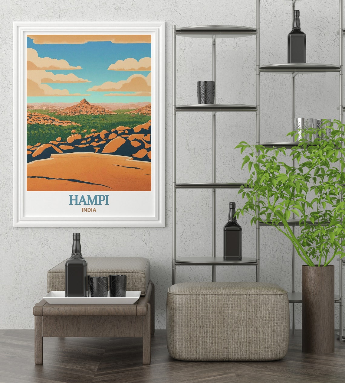 Hampi Matanga Hill Rocky Hills Orange Rock India Travel Poster - Image 2