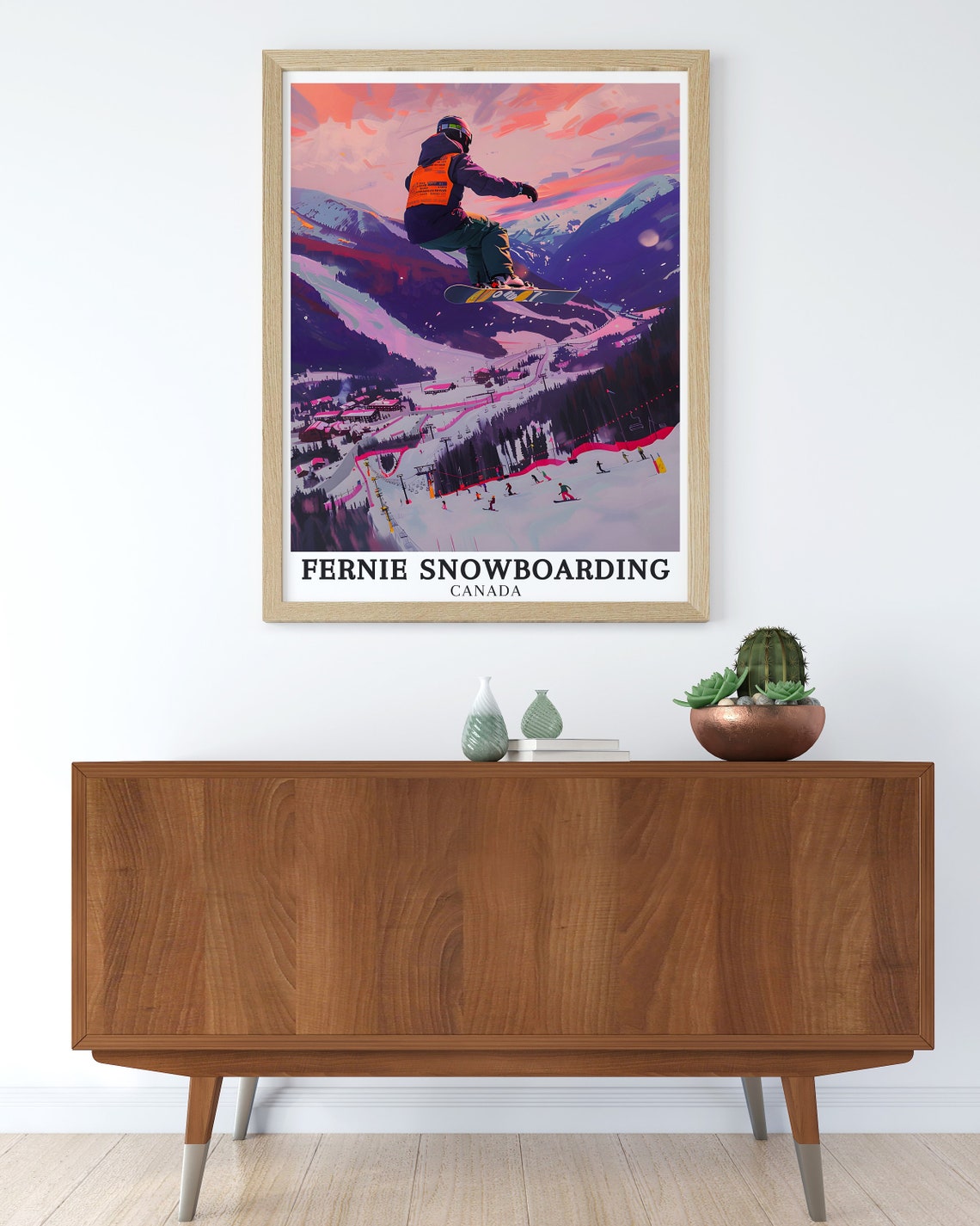 Fernie Snowboarding Canada Sunset Jump Mountain Resort Poster - Image 3