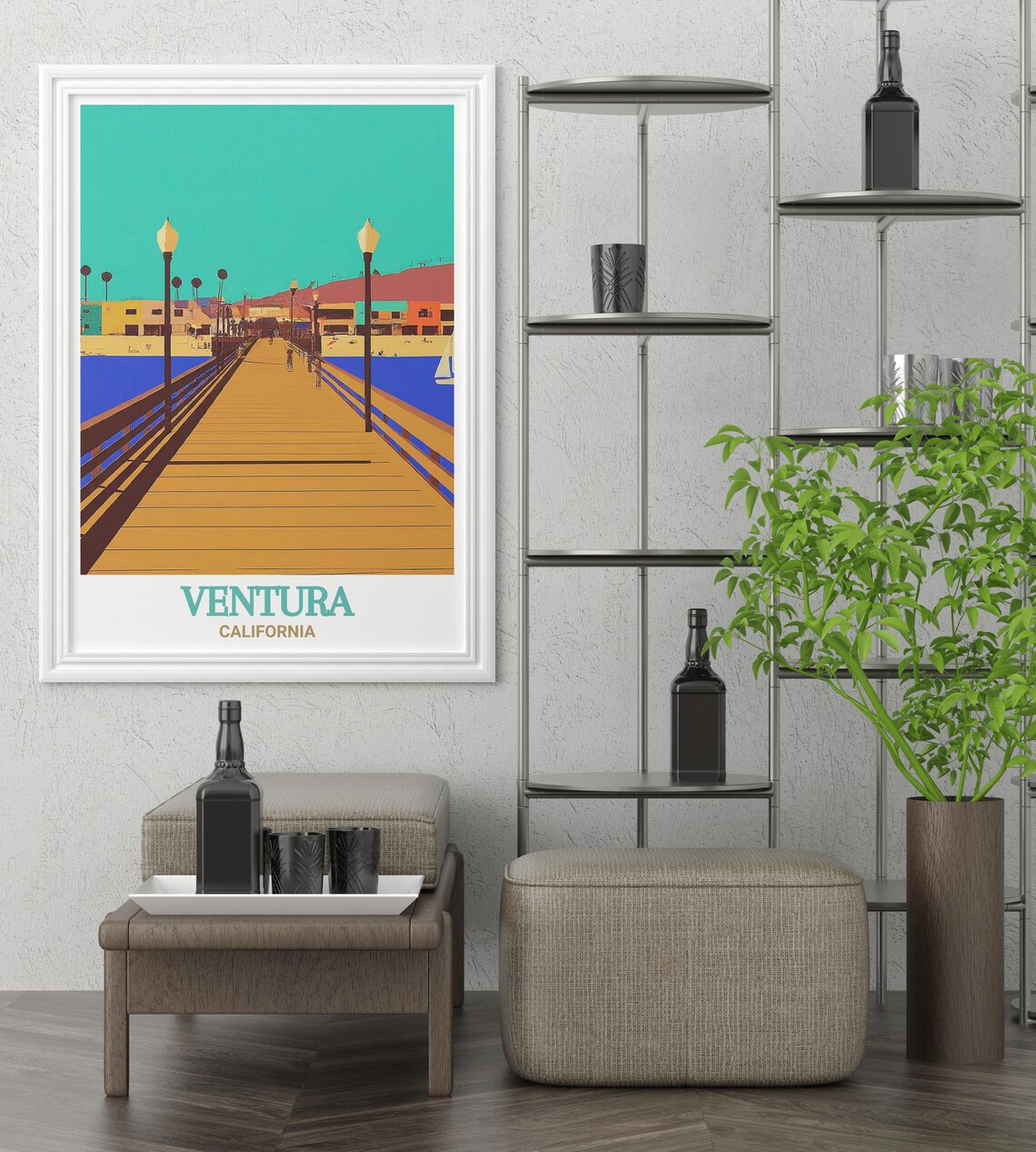 Ventura California Pier Sunset Ocean Boardwalk Travel Poster - Image 2