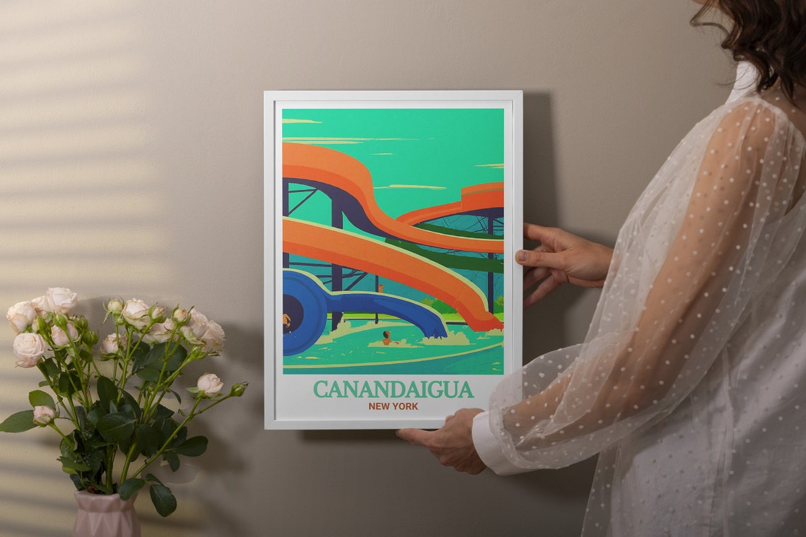 Canandaigua New York Roseland Waterpark Slides Summer Fun Poster - Image 2
