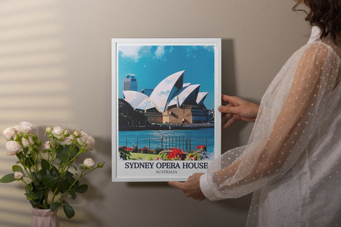 Sydney Opera House Botanic Garden Red Flower View Travel Poster - Image 3
