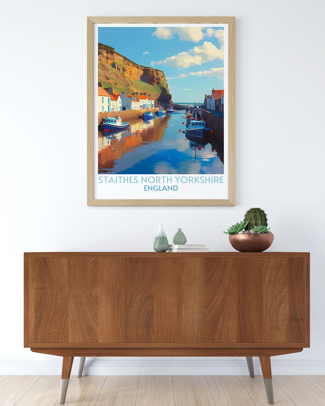 Staithes North Yorkshire Fishing Harbor Boats England Travel Poster - Image 2