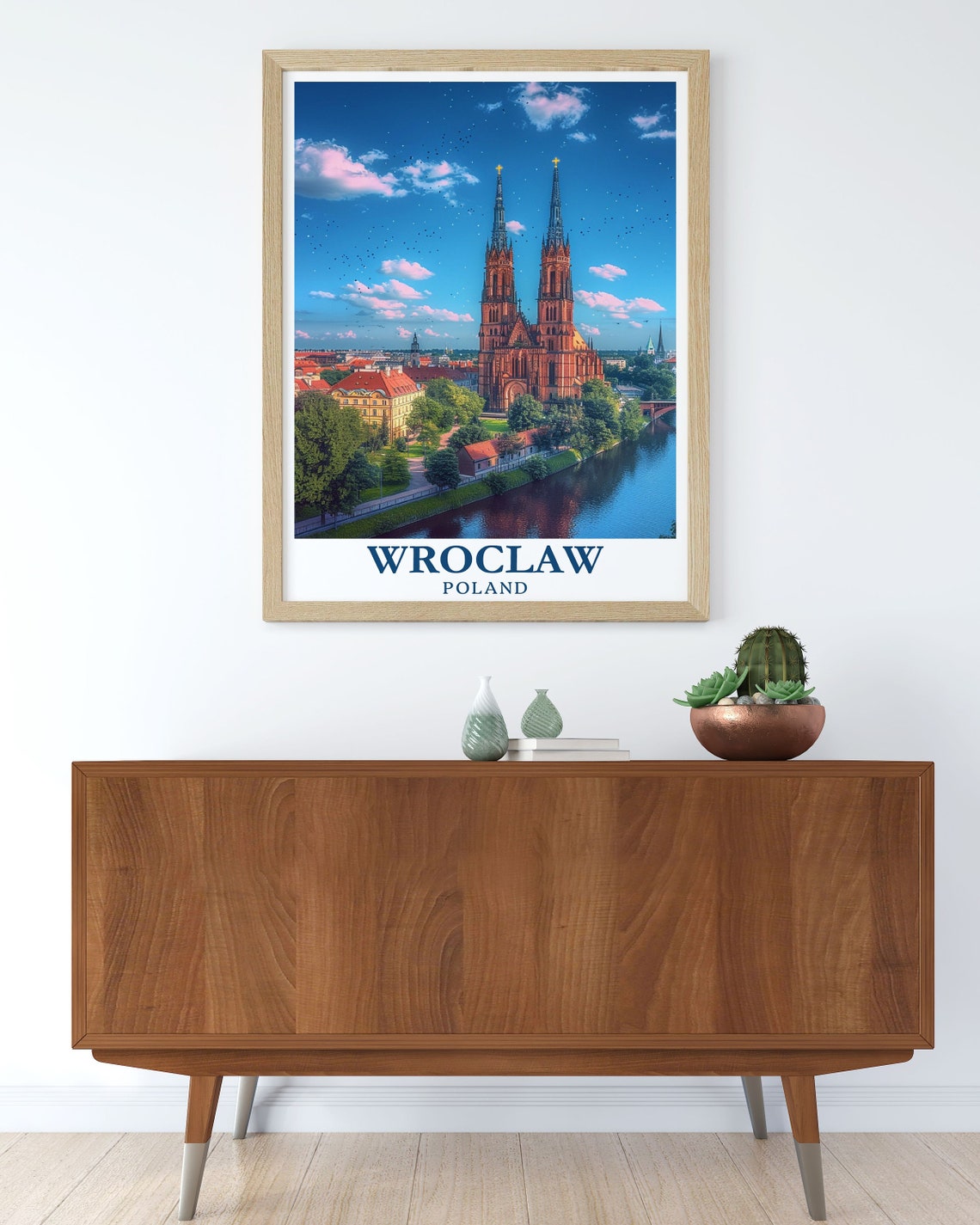 Wroclaw Poland Ostrow Tumski Cathedral Island River View Poster - Image 2