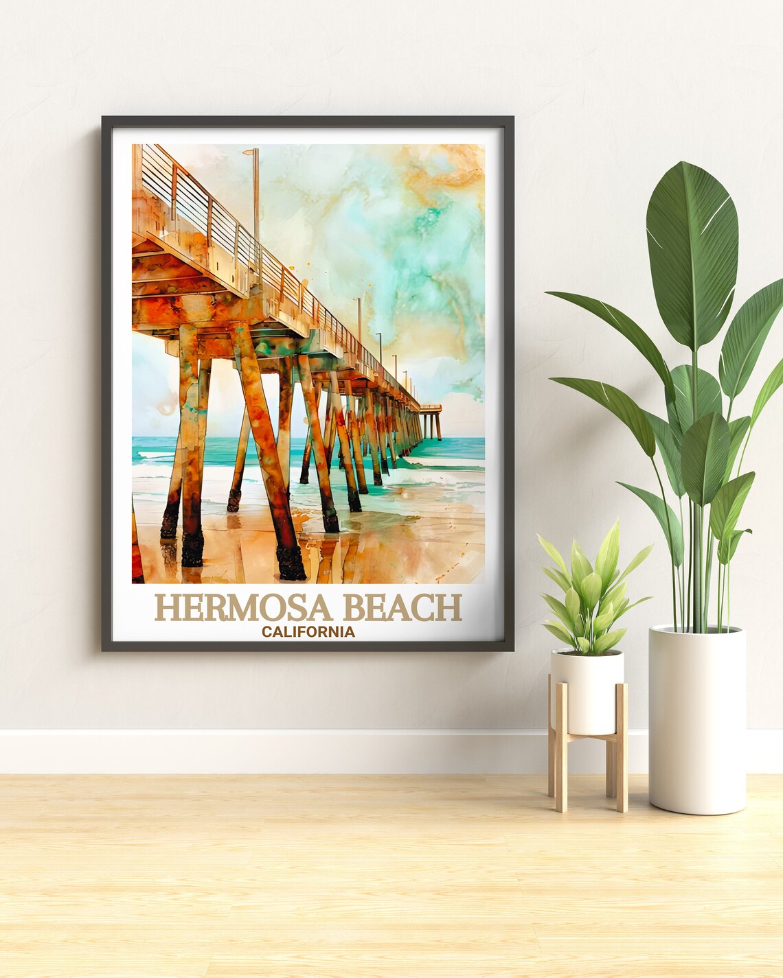 Hermosa Beach Pier Travel Print, Coastal Decor - Image 2